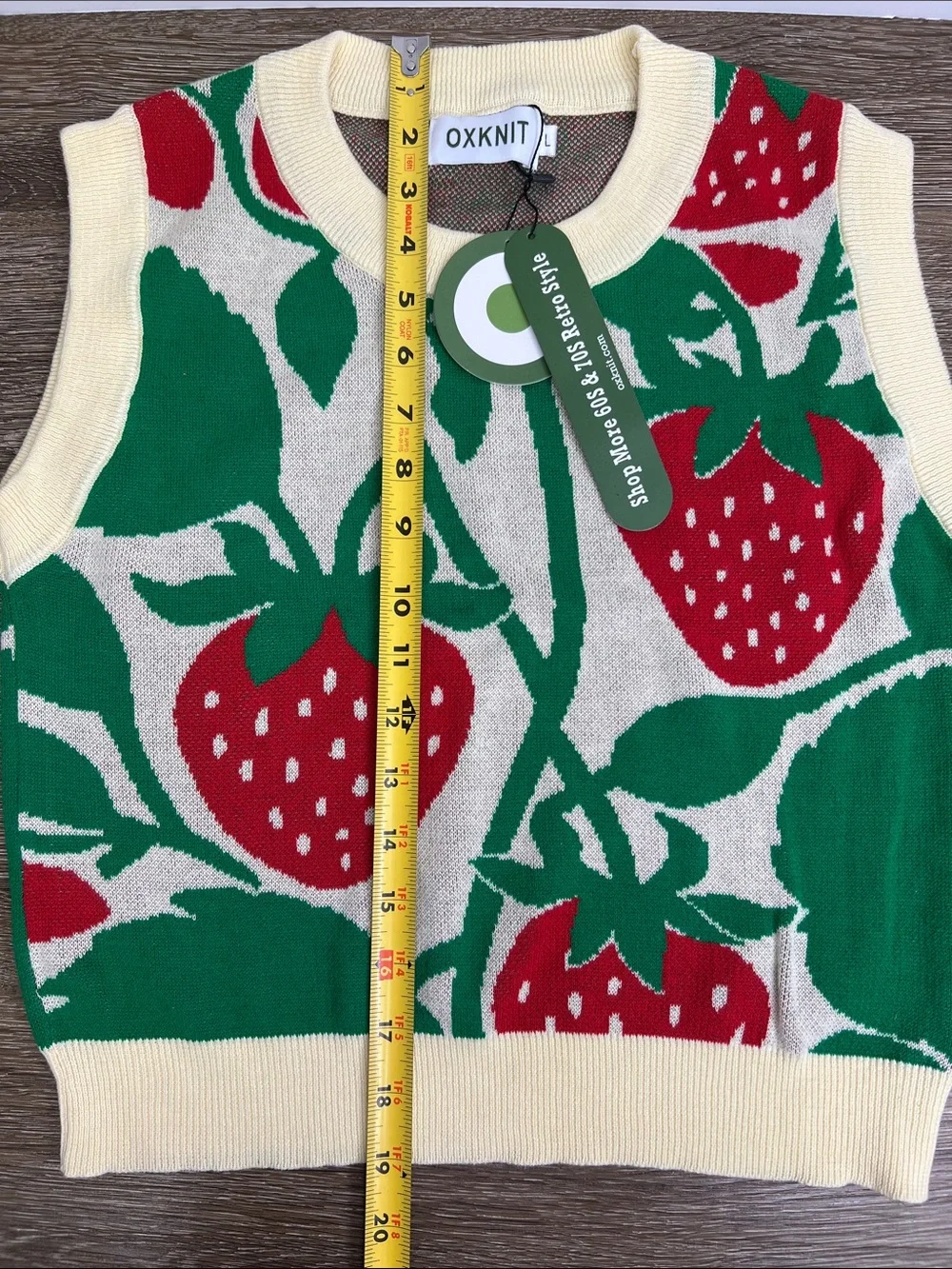 OXKNIT Retro Strawberry Knit Tank & Midi Skirt Set NWT Size Large
